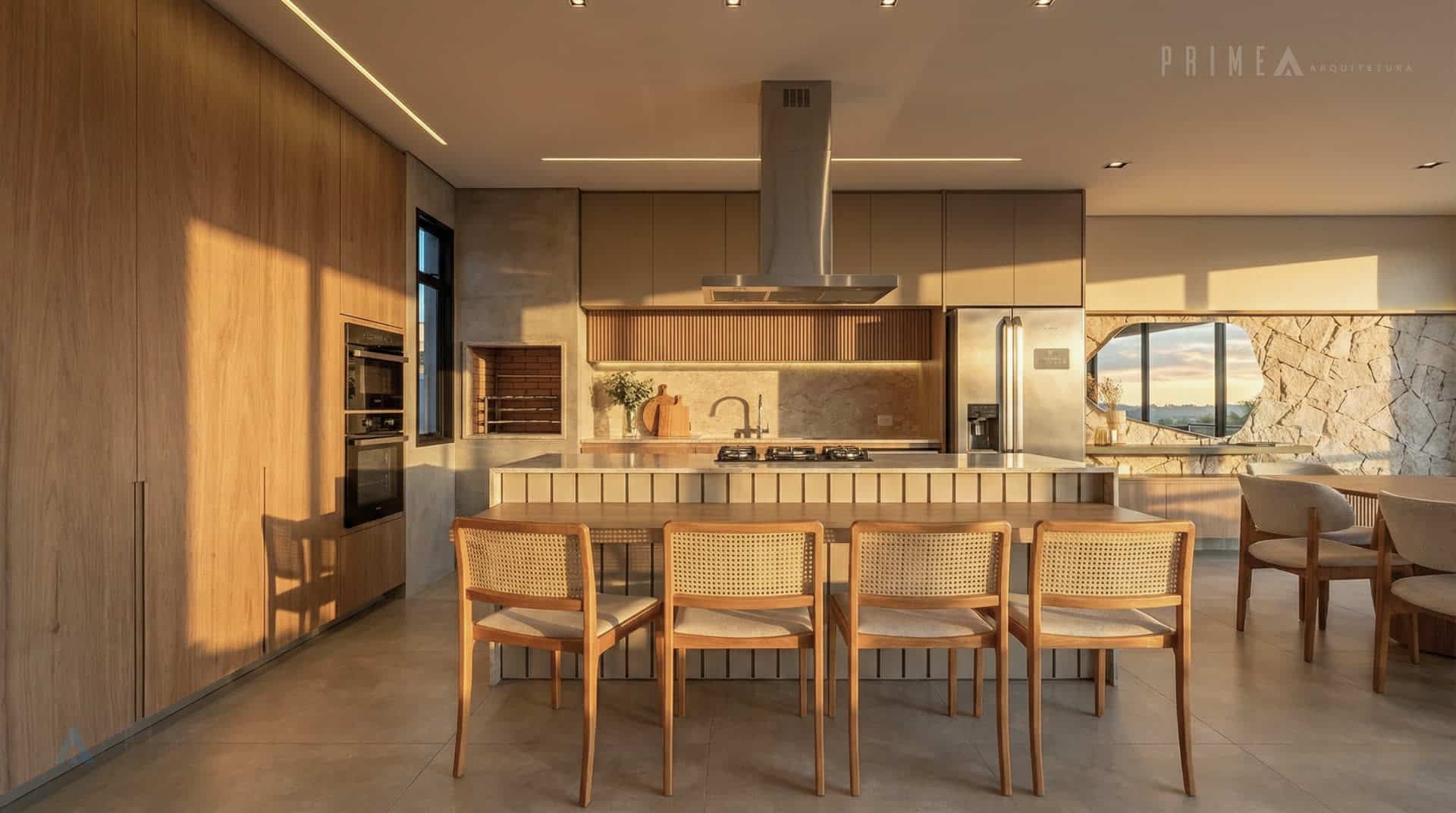Projeto residencial Prime Arquitetura no Condomínio Bouganville em Sorocaba — DMC II House — Cozinha Jantar 01